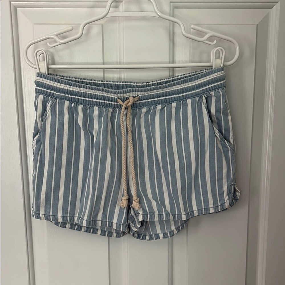 Aerie Blue and White Athletic Shorts with Striped Pattern